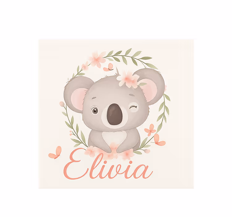 Rulou geam personalizat koala cu nume - TenStickers