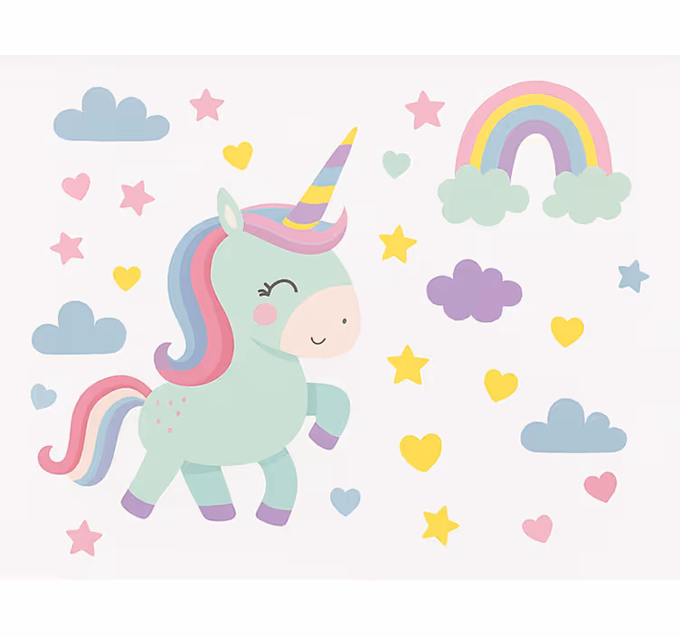Rulou geam pentru copii design colorat de unicorn - TenStickers