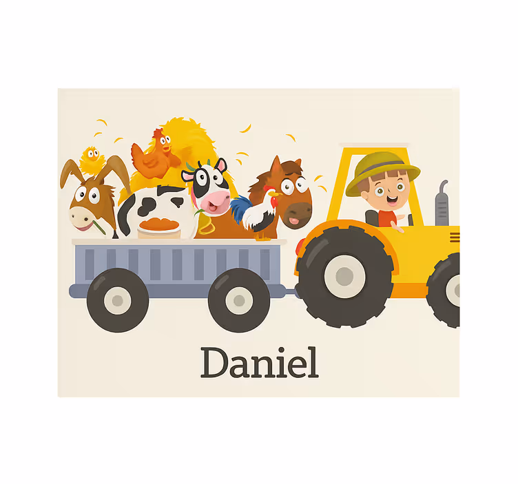 Rulou geam personalizat tractor agricol cu nume - TenStickers