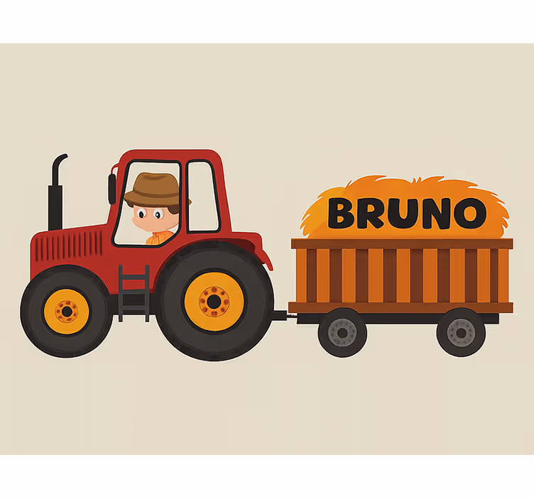 Rulou geam pentru copii design de tractor cu nume - TenStickers