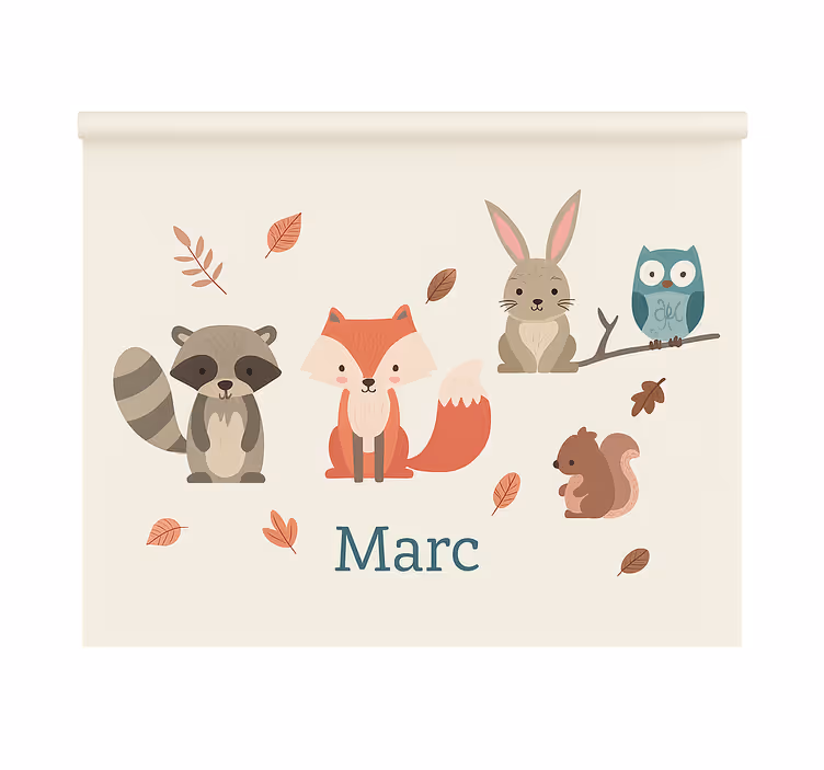 Rulou geam pentru copii animale de pădure cu nume - TenStickers