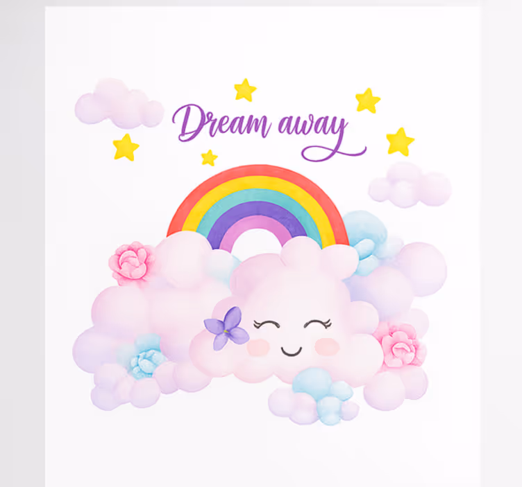 Rulou geam pentru copii nori roz și curcubeu - TenStickers