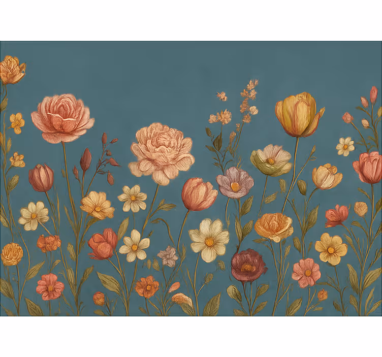 Rulou geam căsătorie pajiște florală pământie - TenStickers