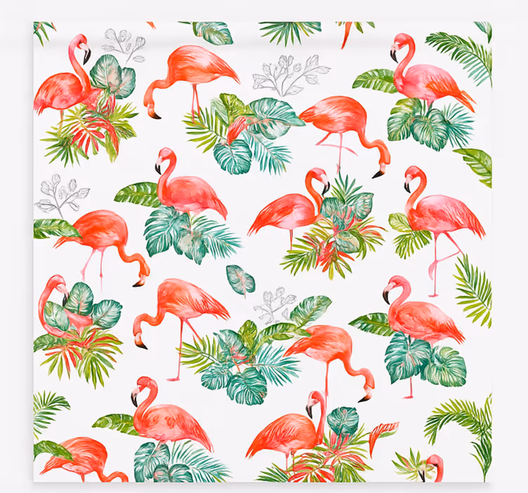 Rulou geam bucătărie model tropical cu flamingo - TenStickers