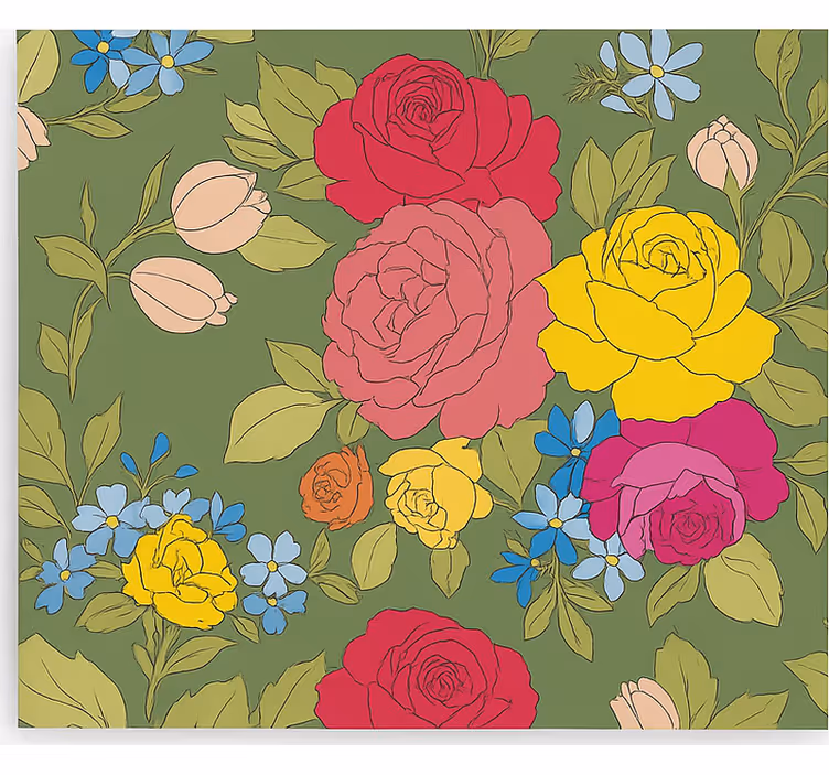 Rulou geam bucătărie model floral de trandafir - TenStickers
