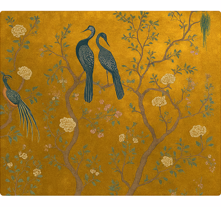 Rulou geam salon chinoiserie aurie ornamentată - TenStickers