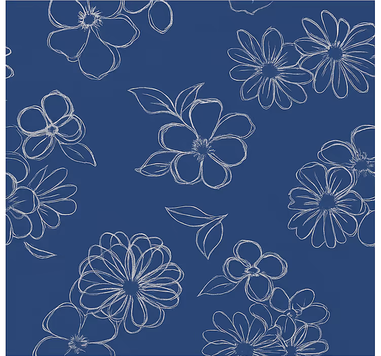 Rulou geam căsătorie florale cu contur albastru - TenStickers