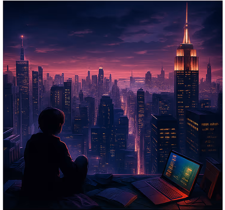 Jaluzele cu rolete Geek vedere futurist a unui jucător de cer - TenStickers