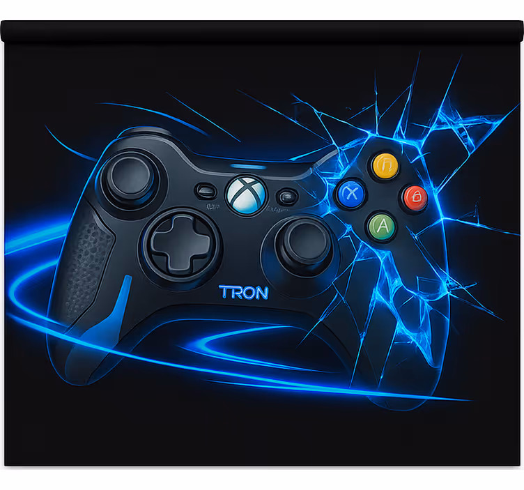 Jaluzele cu rolete Geek controler albastru neon spart - TenStickers