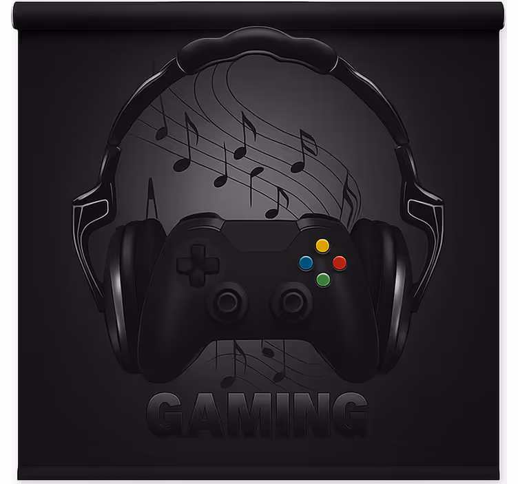 Jaluzele cu rolete Geek controler monocrom cu căști - TenStickers