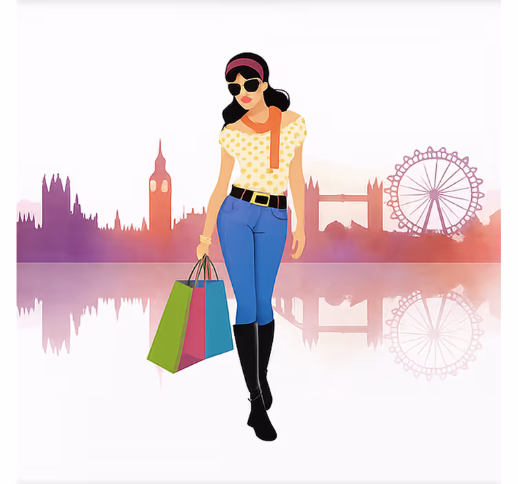 Rulou geam tineret fată londoneză de oraș - TenStickers
