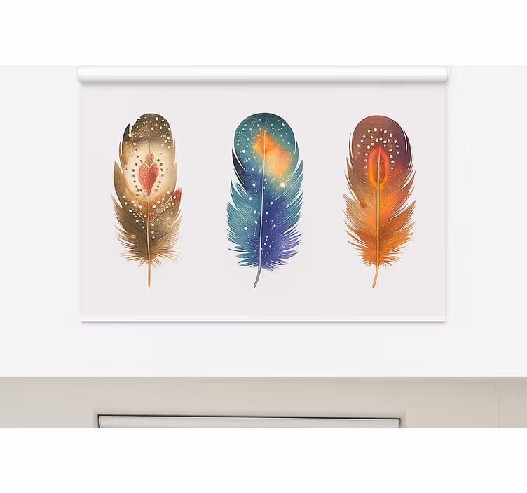 Rulou geam cantină pene colorate inspirate din triburi - TenStickers