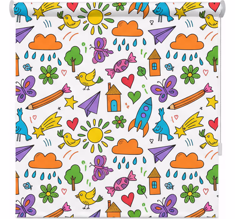 Rulou geam nordic cu imprimeu jucăuș de doodle - TenStickers