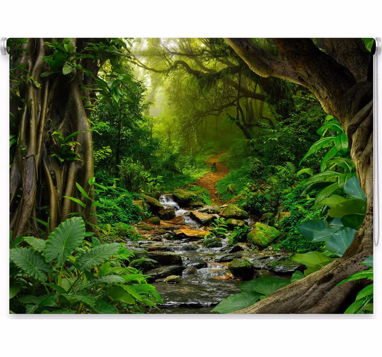 Rulou geam copaci oază de pădure tropicală - TenStickers