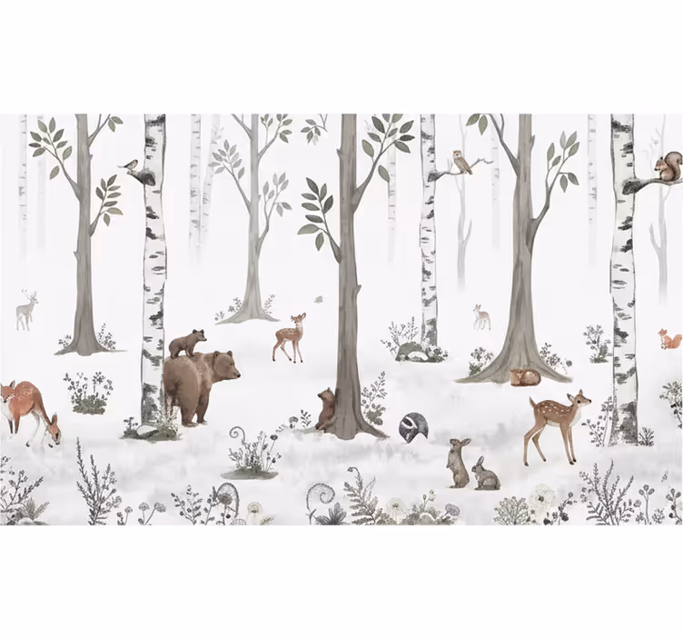 Rulou geam copaci schiță jucăușă de pădure - TenStickers
