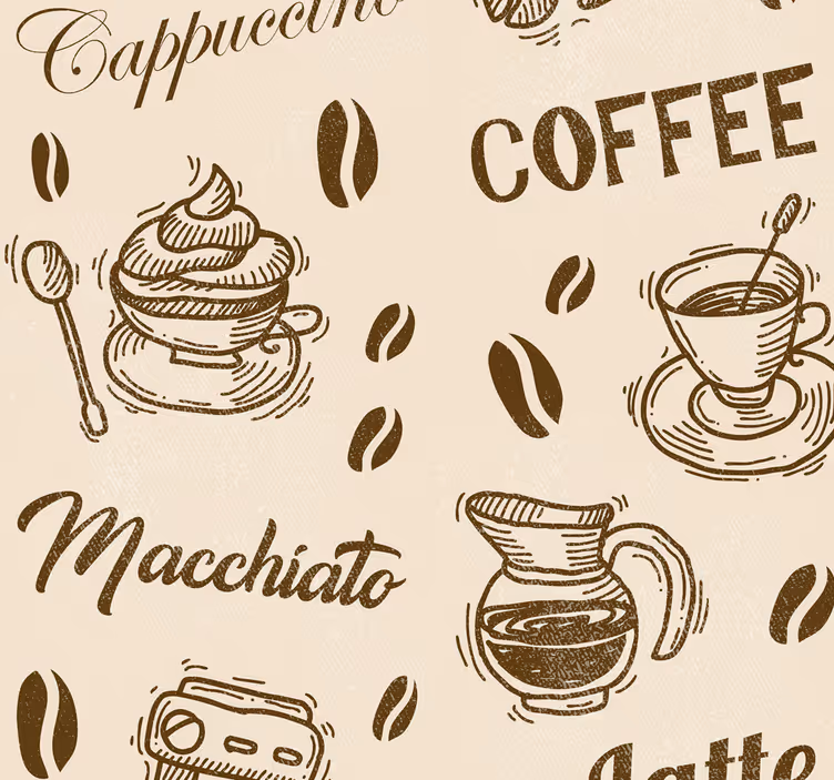 Rulou geam bucătărie design cu varietăți de cafea - TenStickers