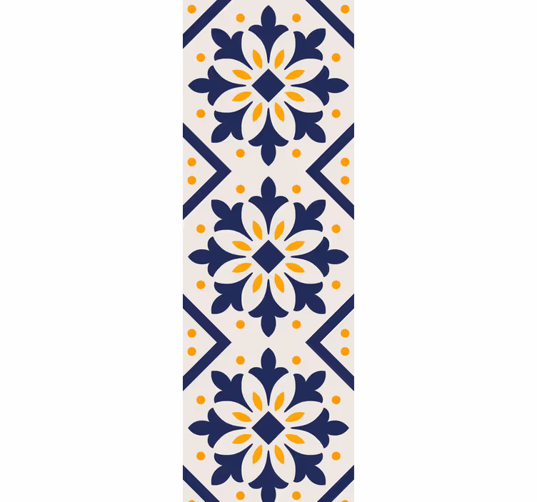Rulou geam bucătărie albastru cu gresie portugheză galbenă - TenStickers