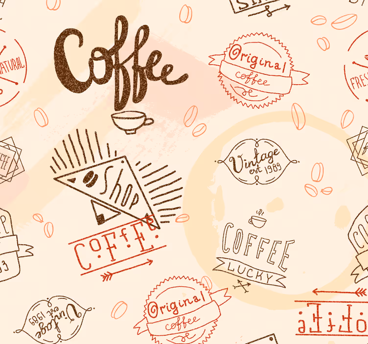 Rulou geam bucătărie cu icoane de cafea - TenStickers