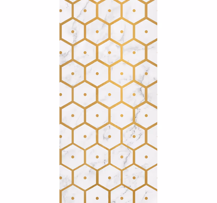Rulou geam cantină model marmură aurie hexagonală - TenStickers