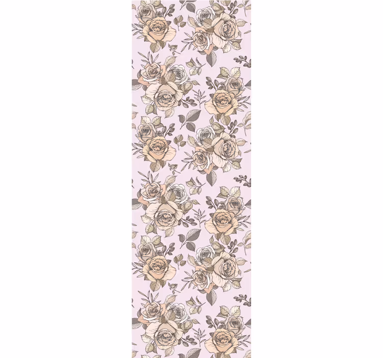 Rulou geam cantină fundal trandafiri shabby chic - TenStickers