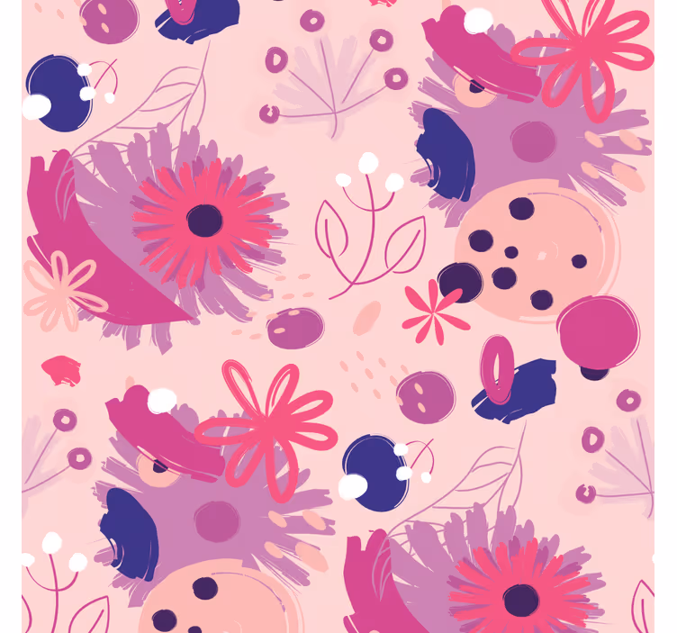 Rulou geam cantină flori abstracte mov - TenStickers