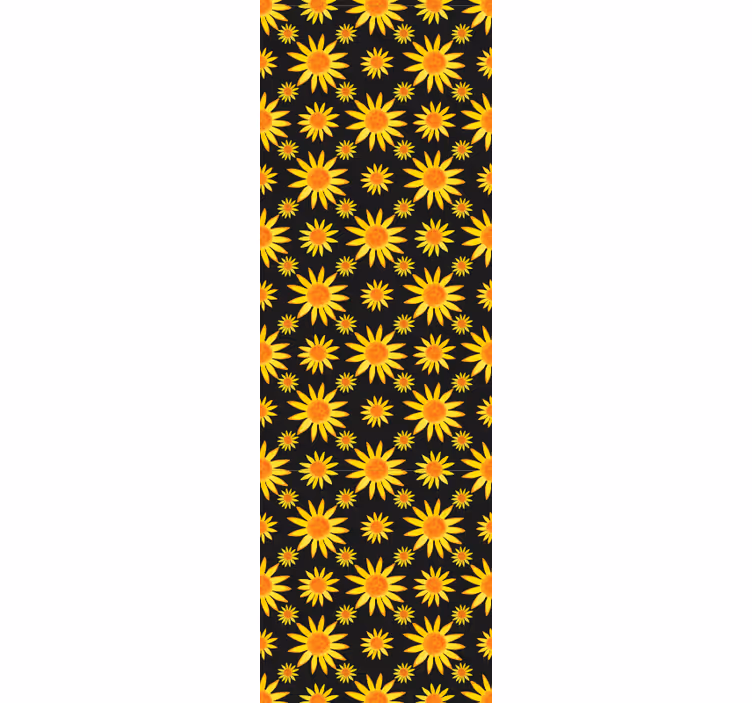 Rulou geam cantină floarea-soarelui pe fundal negru - TenStickers