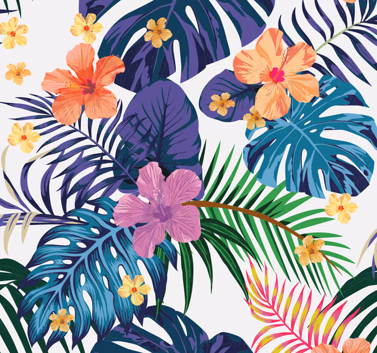 Rulou geam cantină flori colorate hawaiene - TenStickers