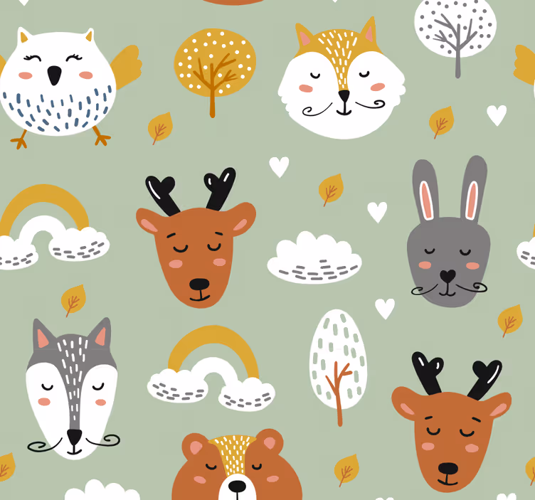 Rulou geam pentru copii animale din pădurea scandinavă - TenStickers