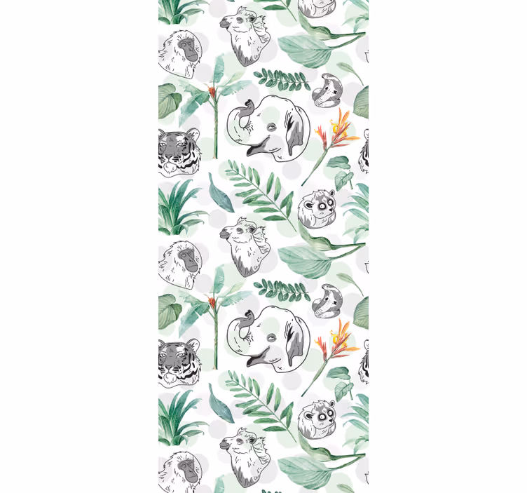 Rulou geam pentru copii animale și plante tropicale acuarelă - TenStickers