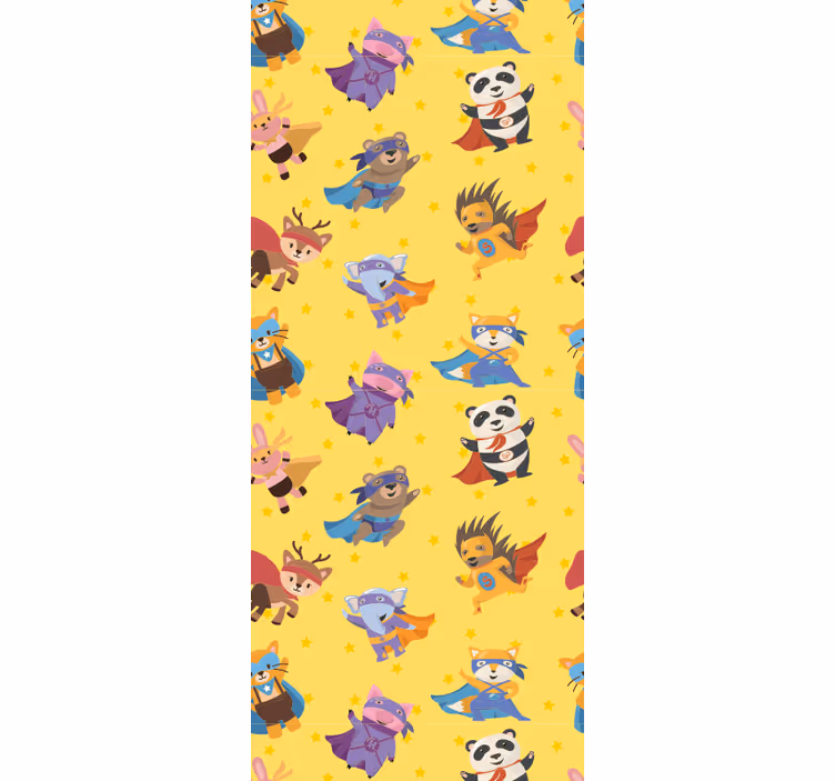 Rulou geam pentru copii model cu animale supereroi galben - TenStickers