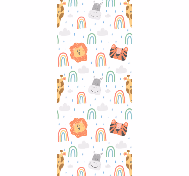 Rulou geam pentru copii animale și curcubeie pastelate - TenStickers