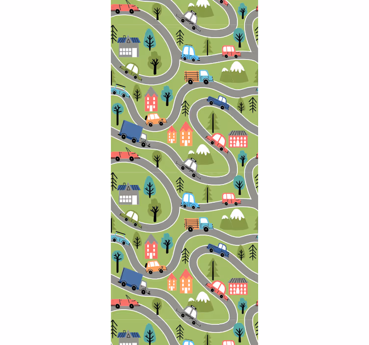 Rulou geam pentru copii stradă colorată cu mașini de curse - TenStickers