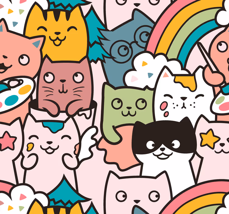 Rulou geam pentru copii model pisici pastelate - TenStickers