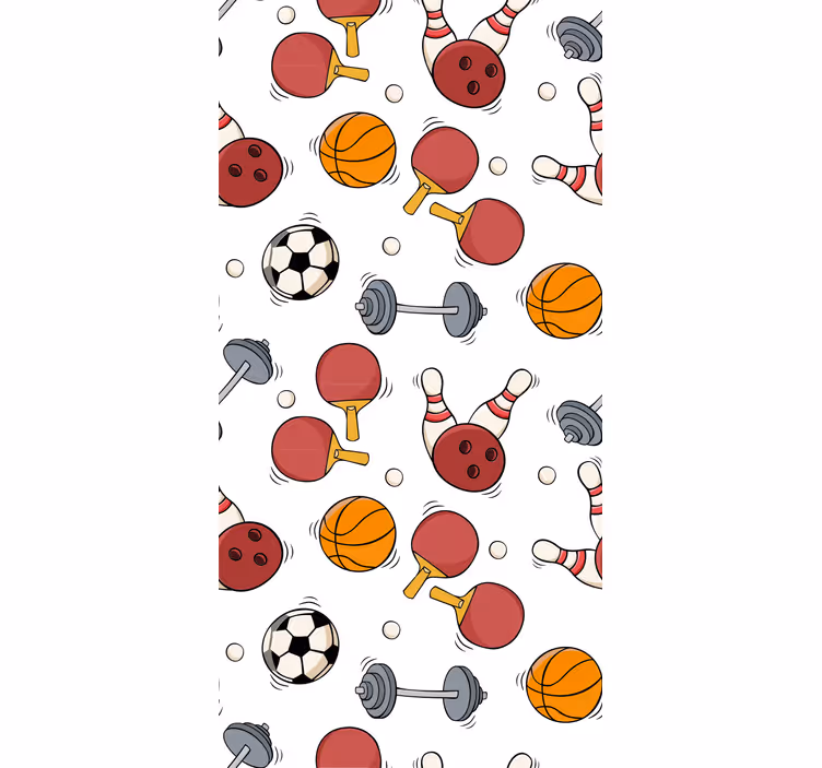 Rulou geam pentru copii cu echipament sportiv schițat - TenStickers