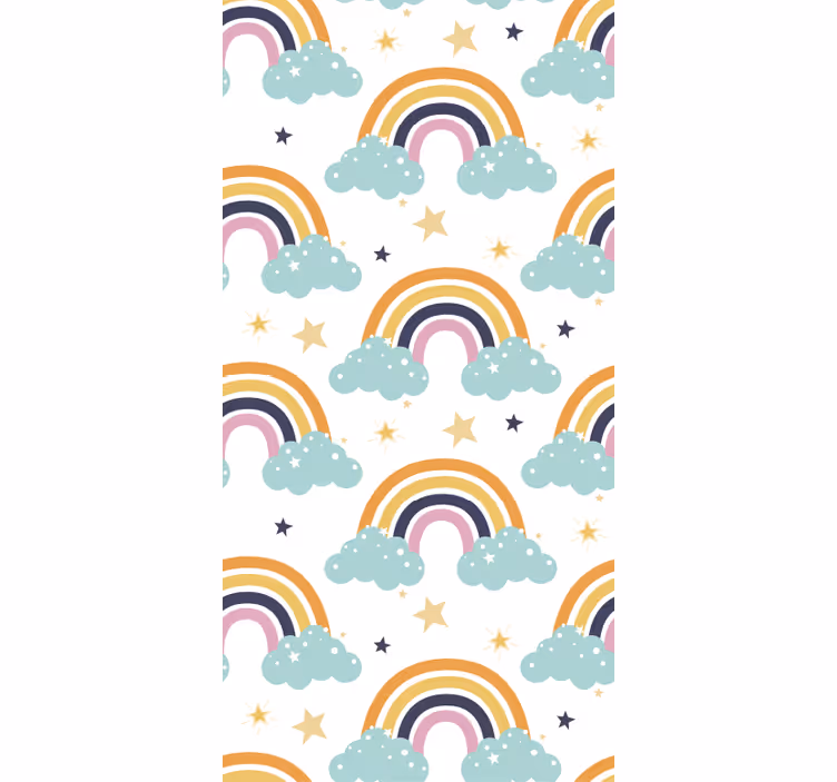 Rulou geam pentru copii cu model curcubeie colorate și nori - TenStickers