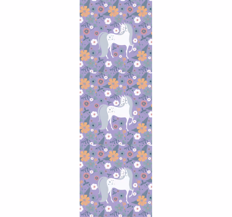 Rulou geam pentru copii cu pattern unicorni artistici flori - TenStickers