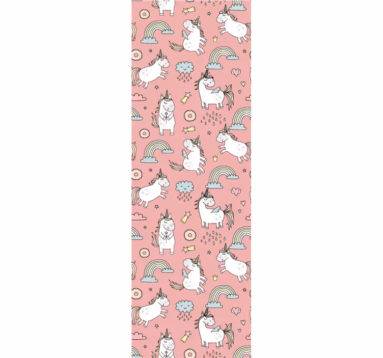 Rulou geam pentru copii unicorni roz și curcubee - TenStickers