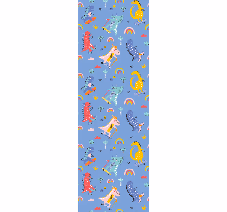 Rulou geam pentru copii dinozauri patinatori drăguți - TenStickers