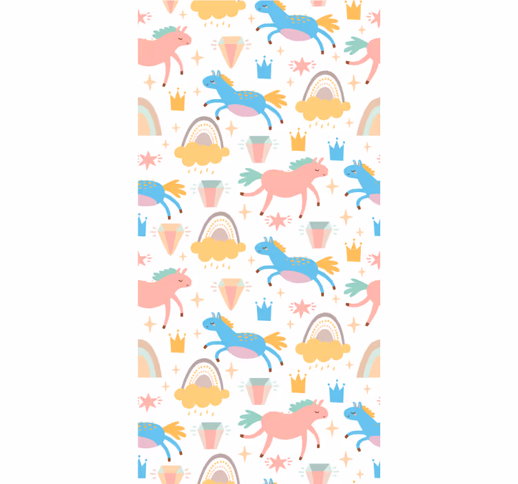 Rulou geam pentru copii cu unicorni colorați și curcubee - TenStickers