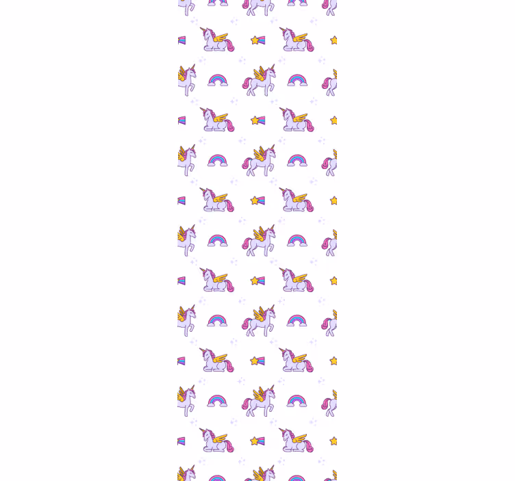 Rulou geam pentru copii unicorni roz pastel cu aripi - TenStickers
