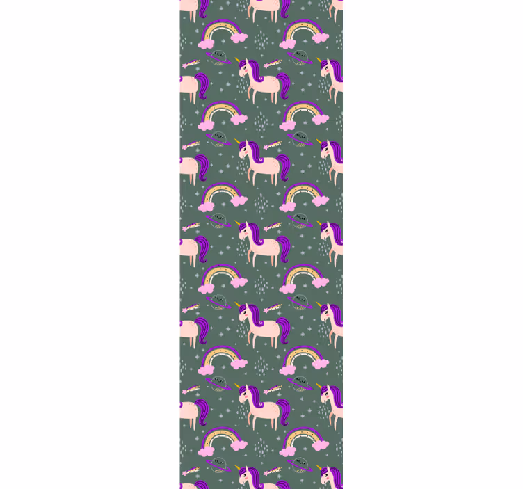 Rulou geam pentru copii unicorni roz și verzi - TenStickers