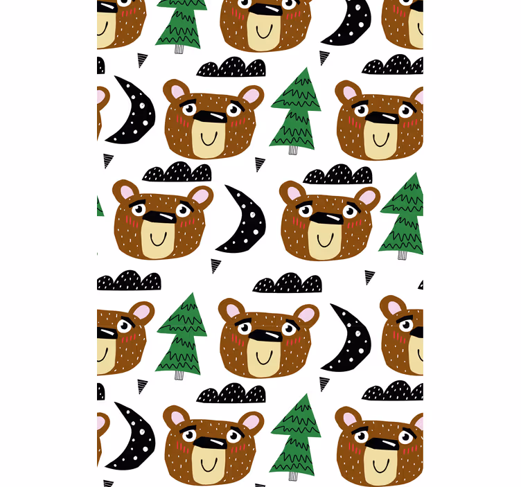 Rulou geam pentru copii urși și copaci colorați - TenStickers