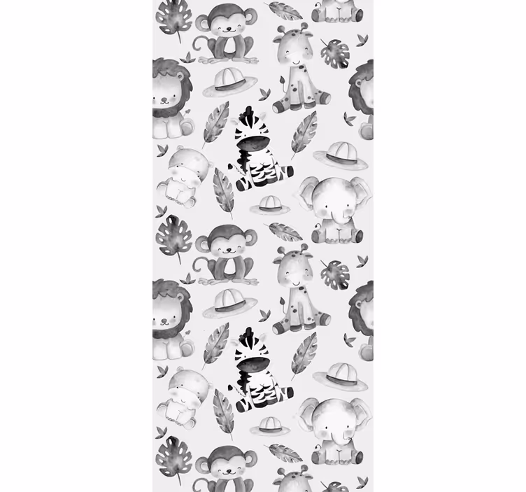 Rulou geam pentru copii animale de zoo gri - TenStickers