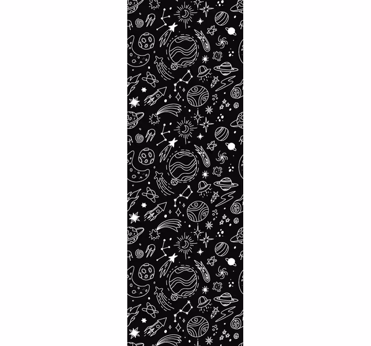 Rulou geam pentru copii univers cosmic alb și negru - TenStickers