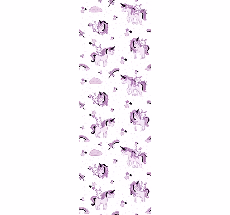 Rulou geam pentru copii unicorn și iepuraș printre stele - TenStickers