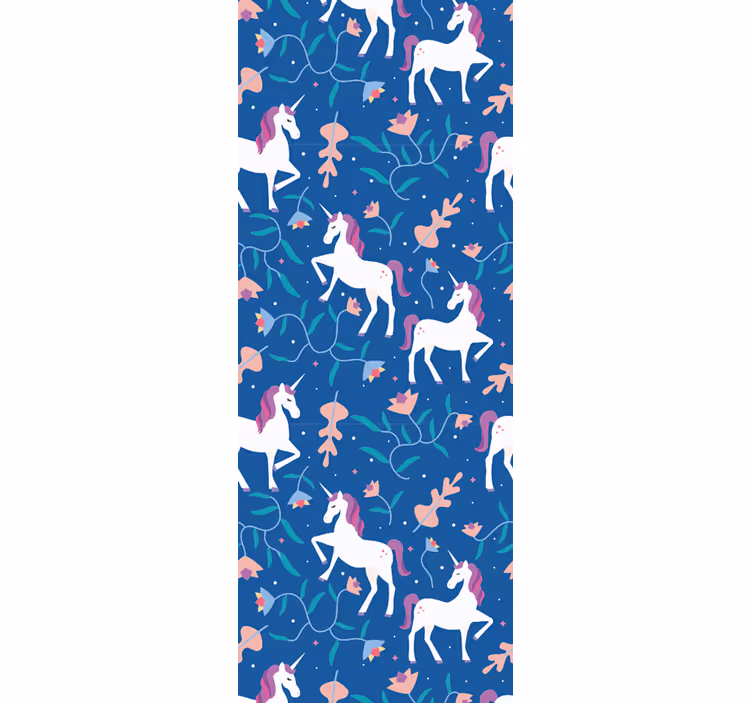 Rulou geam pentru copii cu model de unicorni și pene - TenStickers