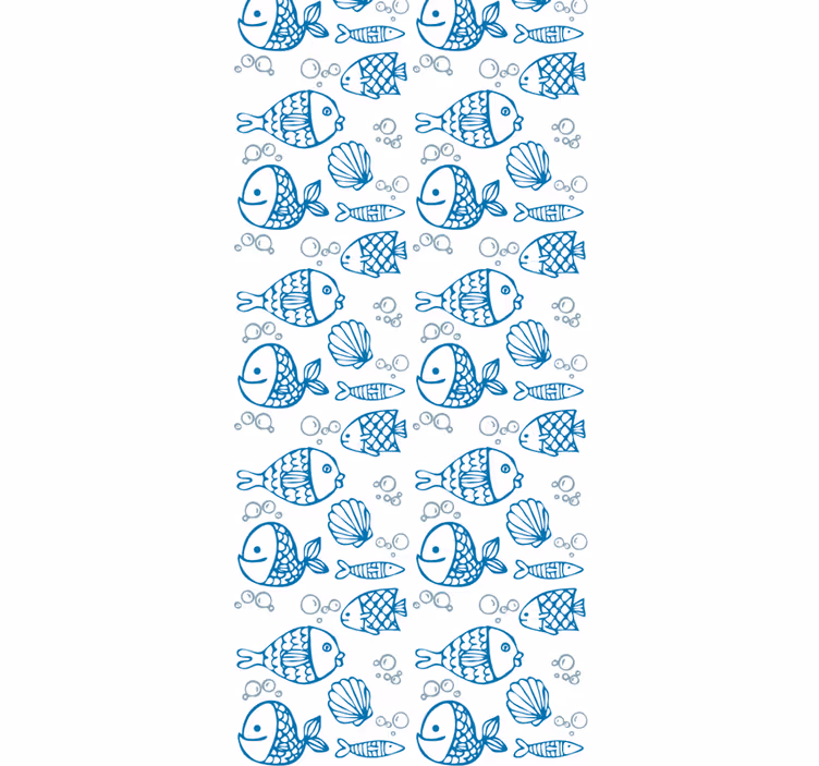Rulou geam pentru copii cu pești albaștri pe fundal alb - TenStickers