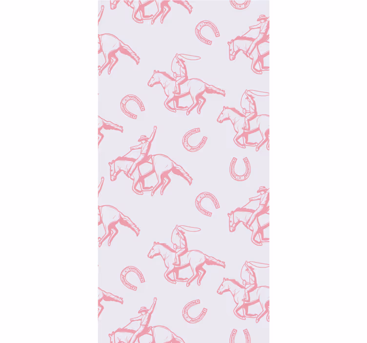 Rulou geam pentru copii cu model de cai cowboy roz - TenStickers