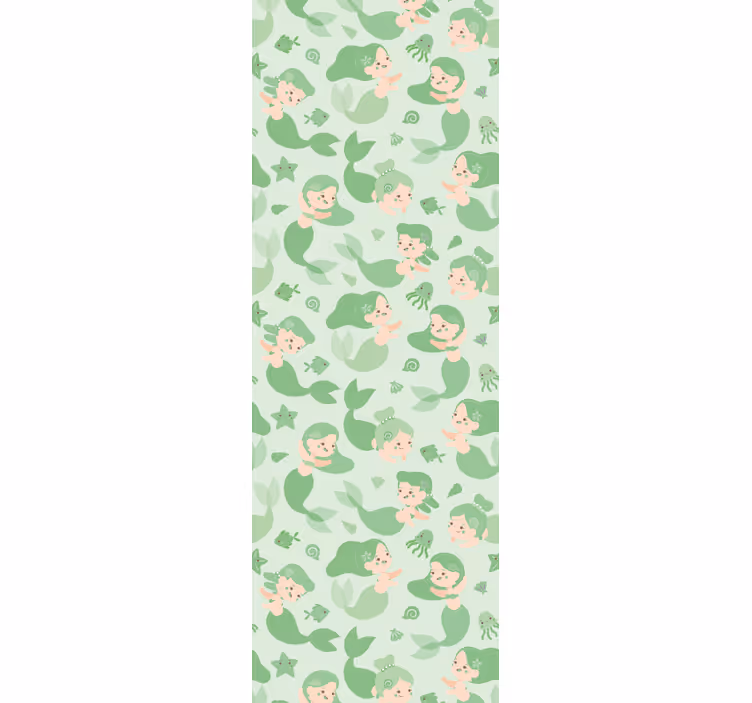 Rulou geam pentru copii sirenă verde zâmbitoare - TenStickers