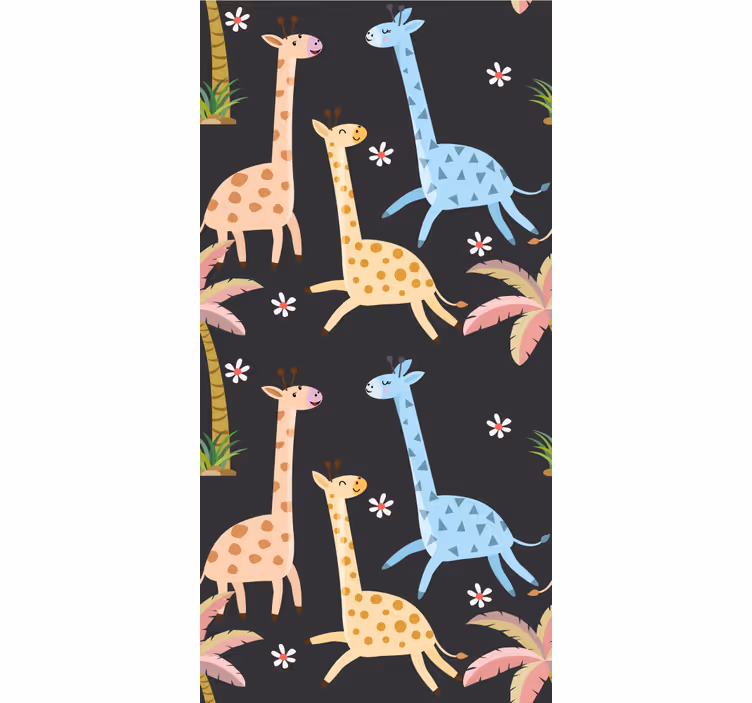 Rulou geam pentru copii cu palmieri și animale gri - TenStickers
